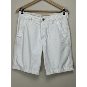 Hollister Men’s Off White Chino Shorts Top Stitched Size 32”x9” Button Fly